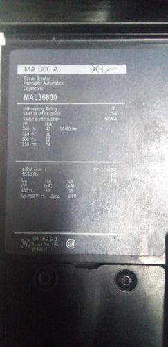 INTERRUPTOR TERMO SQUARE D I-LINE MA36800 3P 800 AMP 600V (usado)