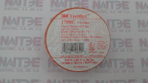 CINTA DE AISLAR PLASTICA 3M TEMFLEX 1700 DE 3/4 PULG X 18 MTS COLOR NARANJA  ( S1700CN )