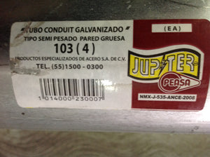 TUBO CONDUIT PARED GRUESA DE 4 PULG C/COPLE