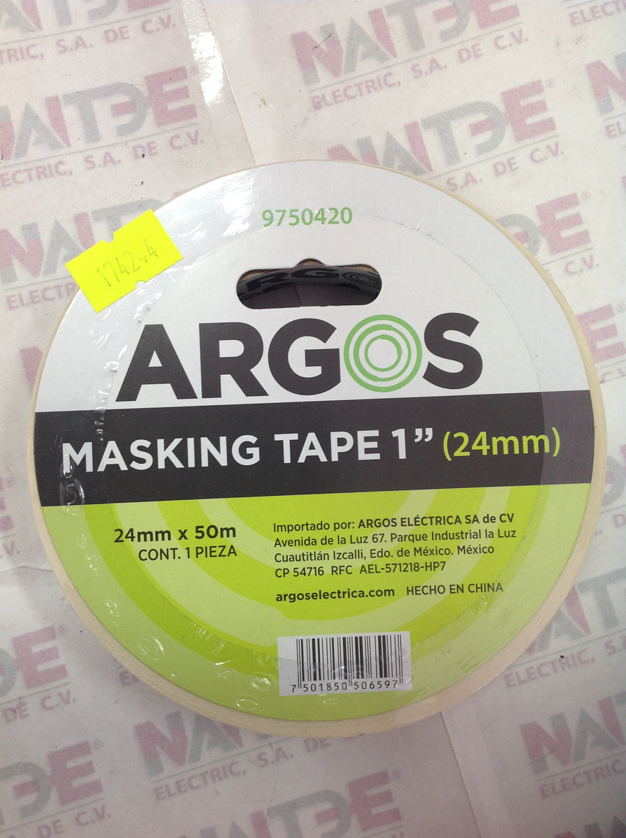CINTA MASKING TAPE ARGOS 1" 9750420 DE 24 MM X 50 M NAITDE ELECTRIC