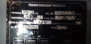 TRANSFORMADOR TIPO SECO ENERGY TRIFASICO  112.5 KVA, PRIM 440 V, SEC 220/127 V