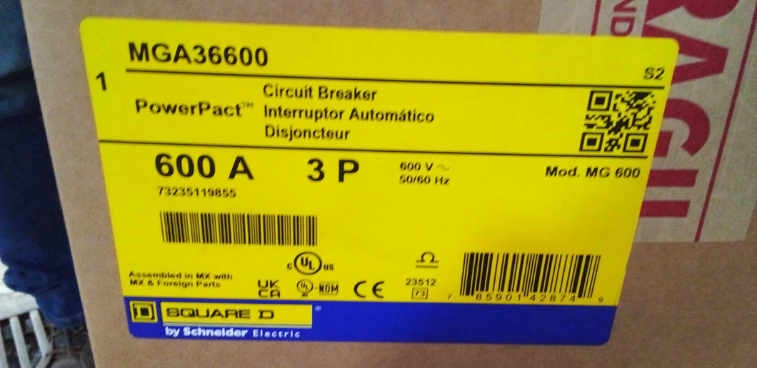 INTERRUPTOR TERMO. SQUARE D MGA36600, I-LINE, 3P, 600 AMP, 600 V