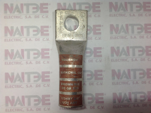 TERMINAL DE COMPRESION BURNDY YA34 (ITSA TCD267 TIPO DS) CAL. 500 KCM DIAM. 5/8 CAÑON LARGO
