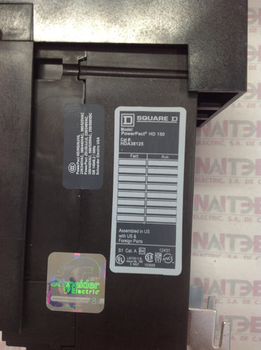 INTERRUPTOR TERMO. SQUARE D KA36125, I-LINE, 3P, 125 AMP, 600 V, 18 kA ( NVO MOD HDA36125 )