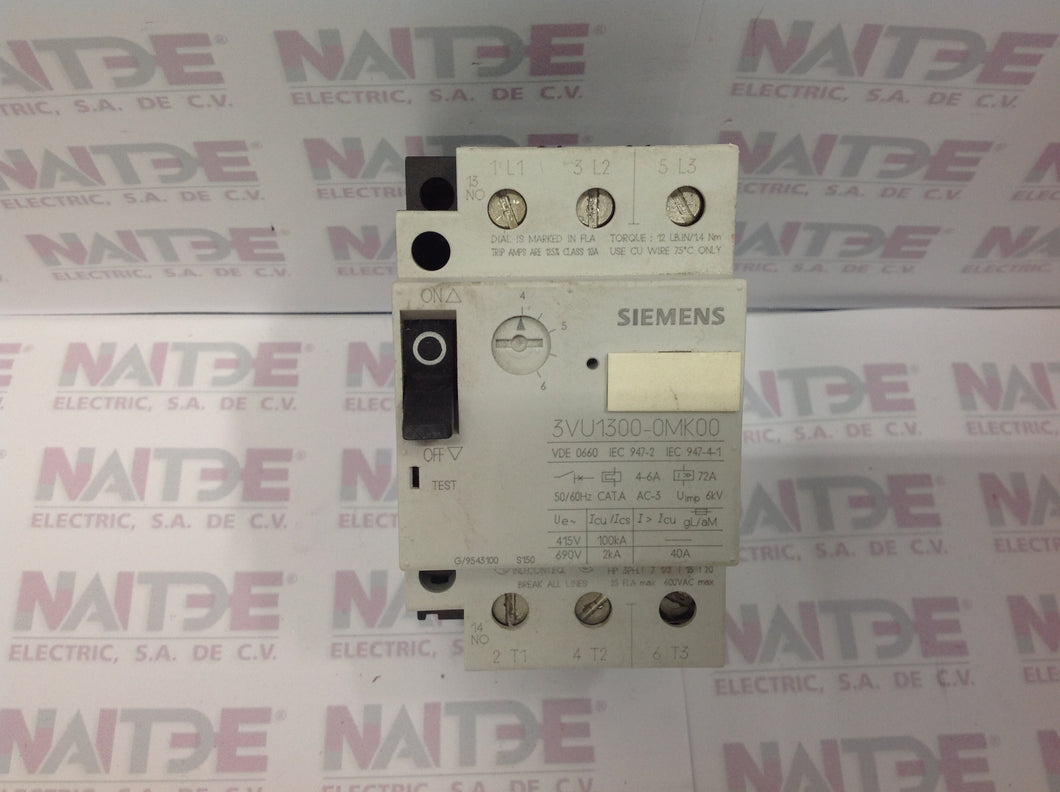 GUARDAMOTOR SIEMENS 3VU1300-1MK00 DE 4 - 6 AMP.