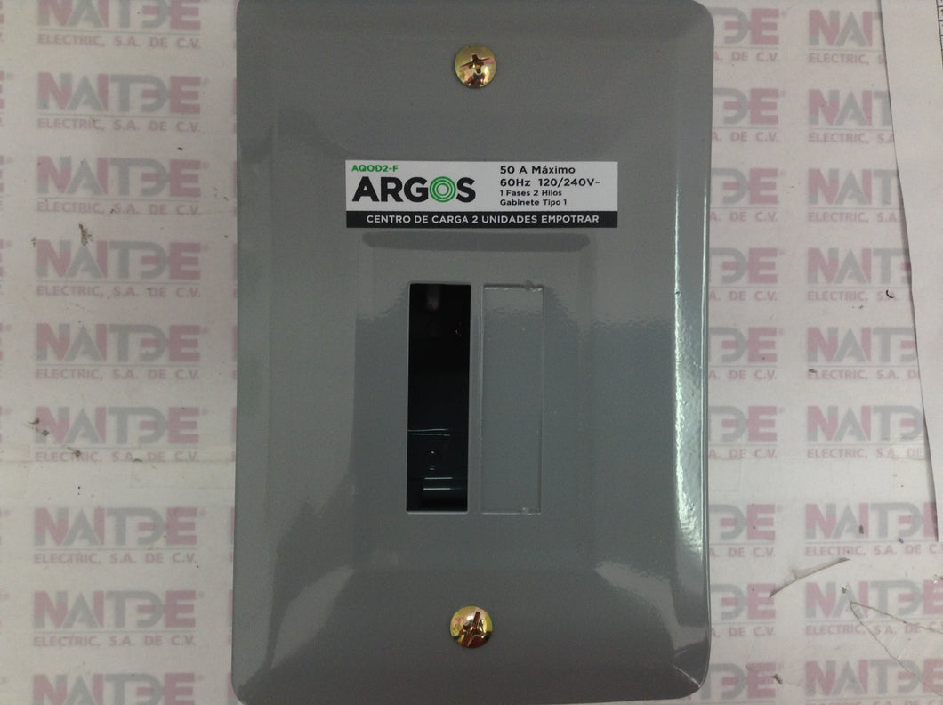 CENTRO DE CARGA ARGOS #AQOD2-F  2 UNIDADES P/EMPOTRAR 50 AMP  2F-3H