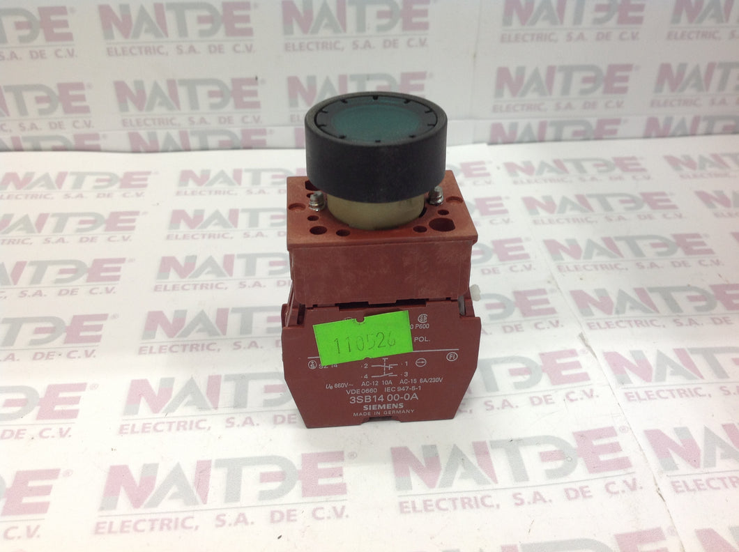 LAMPARA PULSADORA SIEMENS LUMINOSA CON BASE Y BLOCK VERDE