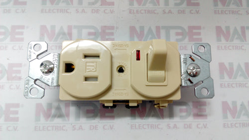 APAGADOR C/ LUZ PILOTO Y CONTACTO POLARIZADO COOPER TR274V COLOR MARFIL