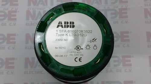 MODULO LUMINOSO INTERMITENTE  LED VERDE ABB  KL70-352G, 230 V. CA/CD. CAT.1SFA616070R3522 LED INTEG.