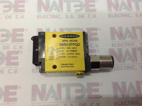 SENSOR FIBRA DE VIDRIO BANNER SM312FPQD(26837) 10-30 VDC NPN/PNP DS VARIACION 4 HILOS C/CONECTOR M12