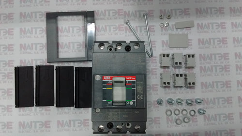 INTERRUPTOR TMAX ABB  XT1C, 63 AMP, C/REL TMD, 3 POLOS S/TERMINALES CAT.1SDA067395R1