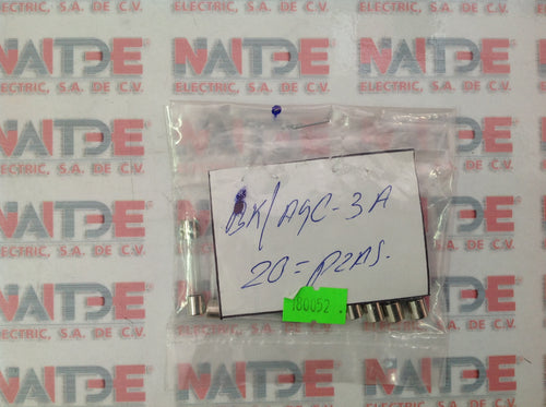 FUSIBLE BUSSMANN AGC-3, 3 AMP 250V T/AMERICANO DE VIDRIO ( FERRAZ GGC-3 )