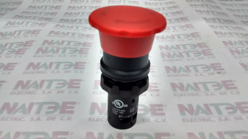 BOTON PARO EMERGENCIA ROJO ABB TIPO CE4T-10R-11 CAT.1SFA619550R1071 GIRAR P/LIBERAR, 1NA/1NC, 22 MM