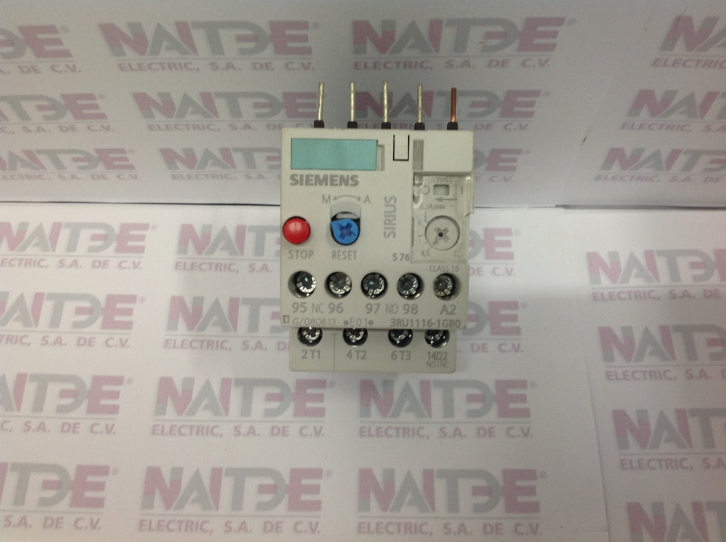 RELEVADOR BIM SIEMENS 3RU1116-1GB0 DE 4.5 -  6.3 AMP.