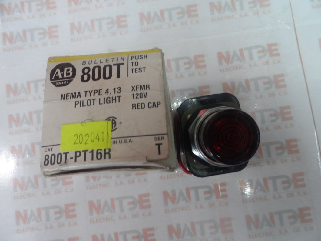 LAMPARA PILOTO PULSADORA ILUMINADO ALLEN BRADLEY  800T-PT16R DE 120 V. ROJO