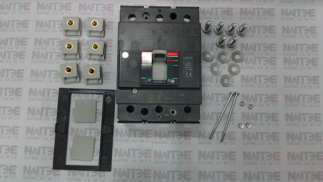 INTERRUPTOR TMAX ABB  XT3, 200 AMP, C/REL TMD, 3 POLOS S/TERMINALES CAT.1SDA068058R1