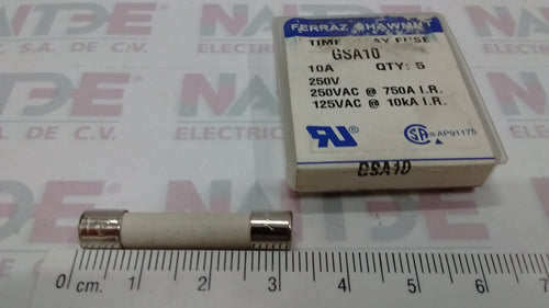 FUSIBLE FERRAZ GSA10-326, 10 AMP 250 V CERAMICO ( S/M )