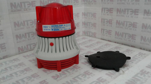 MICROLAMP SIRENA AF  CL CON ZUMBADOR 110 V AC3 COD 79753 COLOR ROJA (notas)