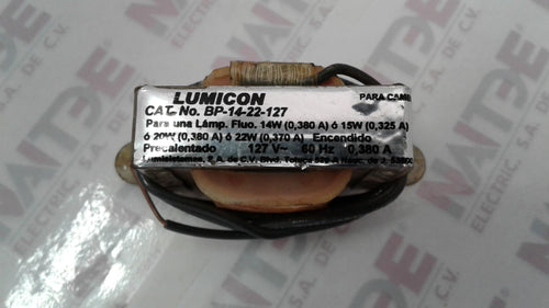 TRANSFORMADOR P/LAMPARA LUMICON BP-14-22-127  DE 14 A 22 W 127 V 60 HZ