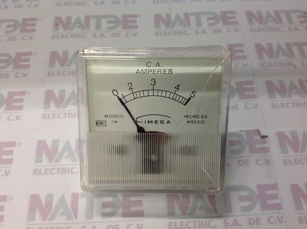 AMPERIMETRO FIMESA MOD 118 DE  0 - 5 AMP CA.