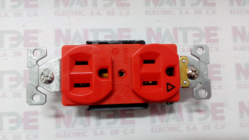 RECEPTACULO DUPLEX COOPER  AH IG5262RN NEMA 5-15R COLOR NARANJA