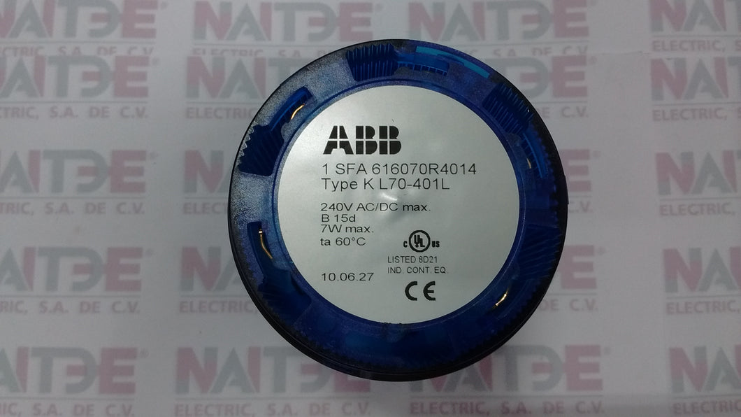 MODULO LUMINOSO AZUL ABB  KL70-401L, 12-240 V CA/CD. CAT.1SFA616070R4014  BULBO NO INCLUIDO