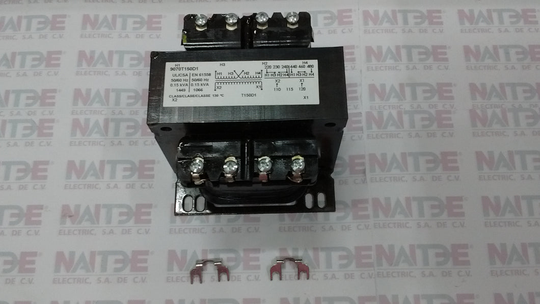 TRANSFORMADOR DE CONTROL SQUARE D 9070T150D1, 150 VA, PRIM.240/480-220/440-230/460V SEC.120/110/115V COLOR NEGRO