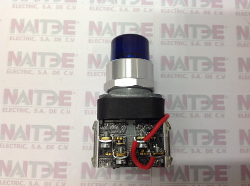BOTON PULSADOR ALLEN BRADLEY 800T-PT16B ILUMINADO AZUL120VAC 1NO-1NC FOCO HALOGENO 755