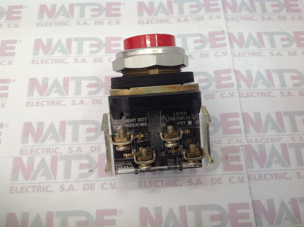 BOTON PULSADOR ALLEN  BRADLEY  800T-B6A 1NO-1NC   ROJO  NO RAZANTE