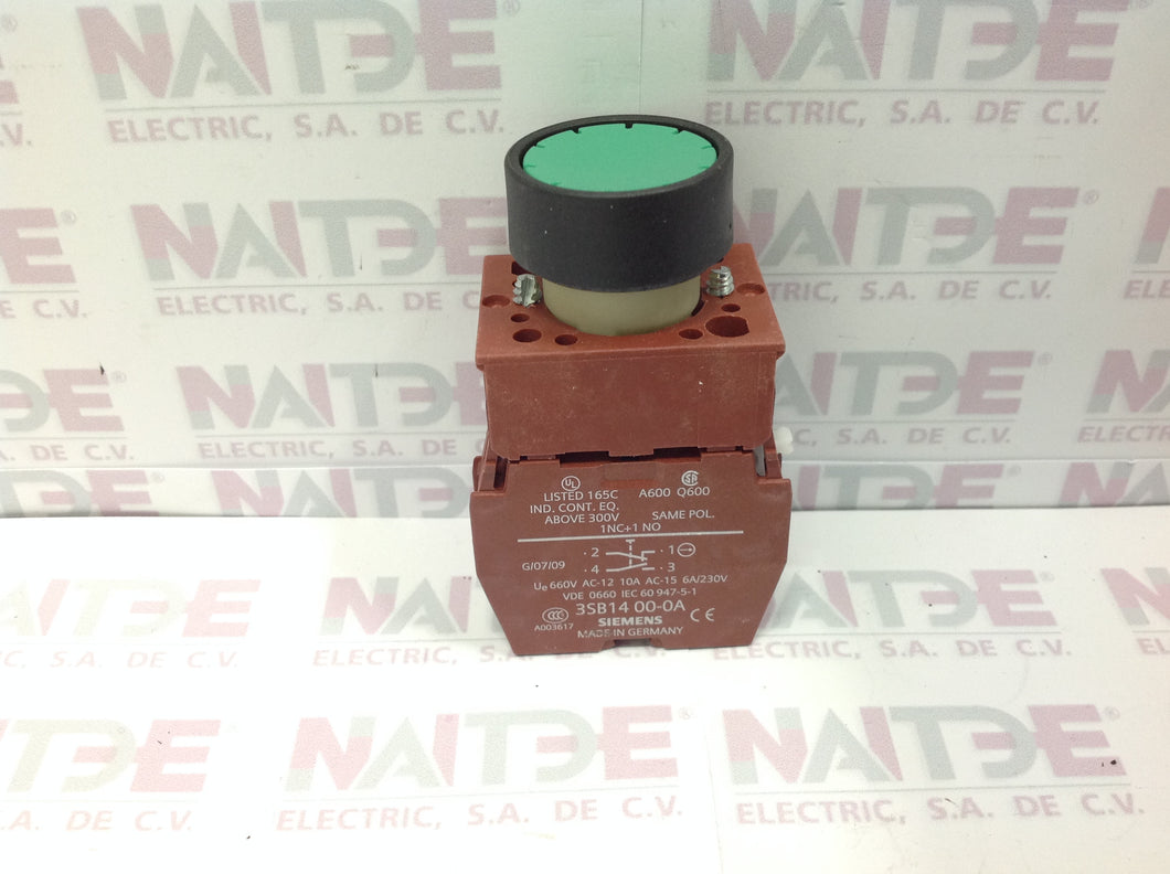 BOTON PULSADOR SIEMENS 3SB1201-0AE01 VERDE