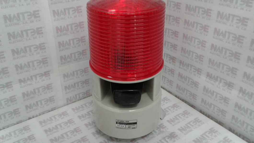 SIRENA Q LIGHT S125-DL-WA 120V CON 5 TONOS 105 DB CON TORRETA ROJA