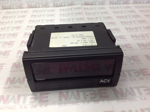 VOLMETRO DIGITAL SIMPSON   F-35-1-34-0  INPUT: 200 VAC.  120 VAC.
