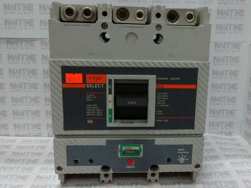 INTERRUPTOR TERMO FEDERAL PACIFIC NJS DE 250 AMP 600 V 3 P COLOR GRIS ( VER NOTAS)