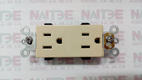 RECEPTACULO DUPLEX  LEVITON 16252-1  15 A 250 V (S/M) COLOR MARFIL