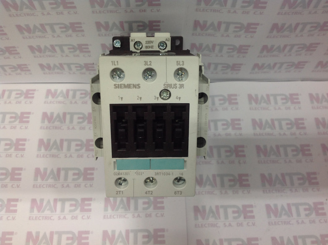 CONTACTOR TRIPOLAR SIEMENS S2  3RT1034-1AN16 DE 220 VCA. 2NA 2NC