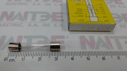 FUSIBLE DIFUS TIPO AMERICANO DE 0.2 AMP 250 V