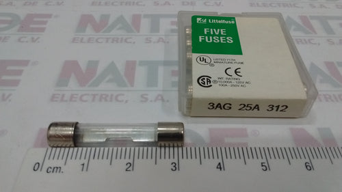 FUSIBLE FERRAZ GGC25-312, 25 AMP 250 V DE CRSITAL