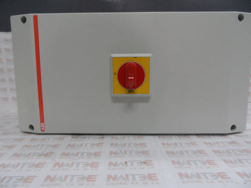 SECCIONADOR ABB 3P 415/500 VCA 125 AMP IP65  CAT OTP125BA3M C/GABINETE 200X400X140mm MANIJA AMBAR/ROJO 2NO 2NC