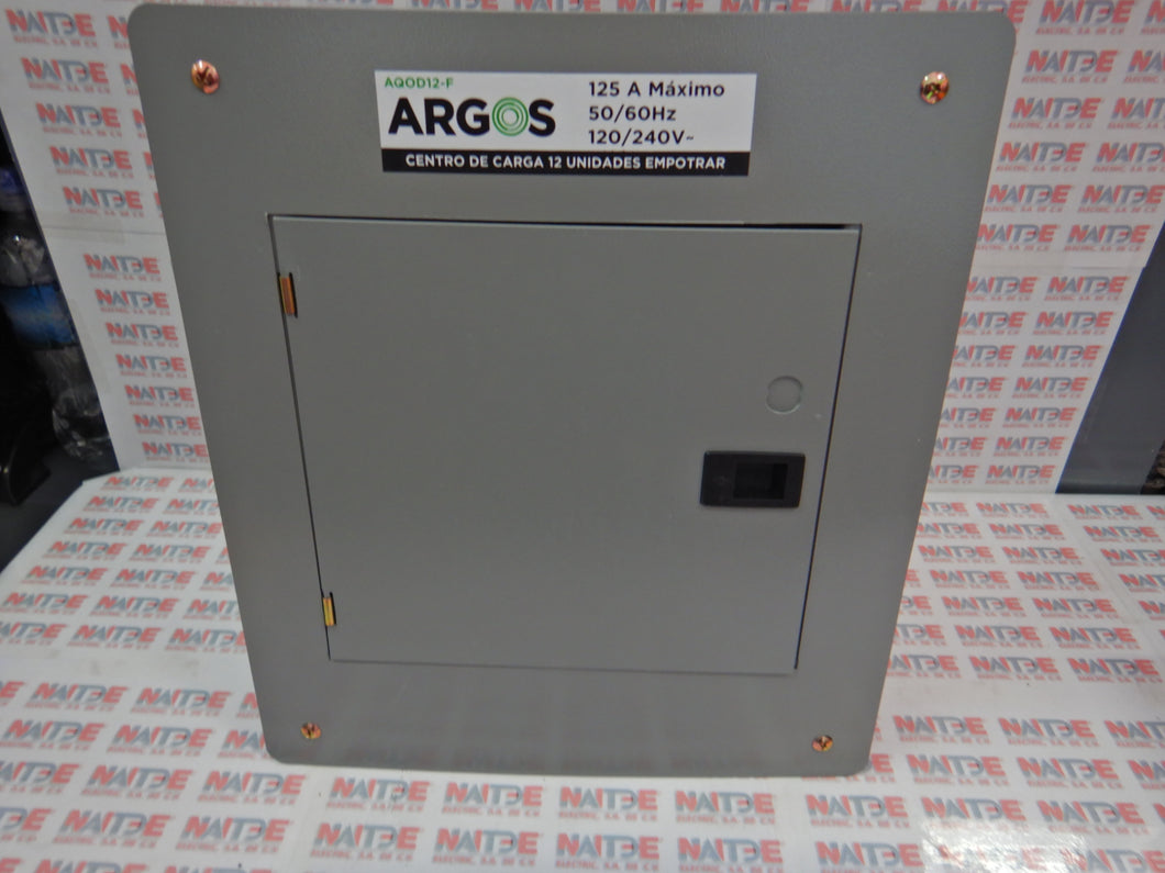 CENTRO DE CARGA ARGOS #AQOD12-F 12 UNIDADES P/EMPOTRAR 125 AMP  2F-3H
