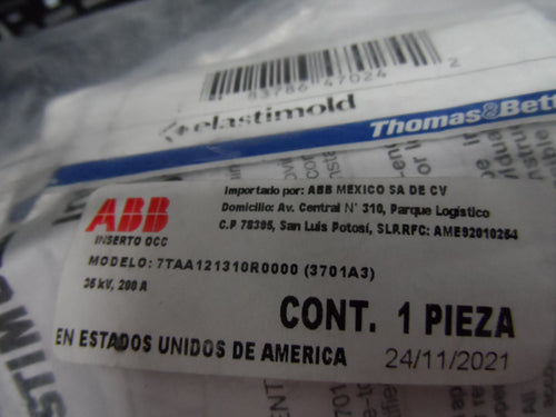 INSERTO 34 KV BUSHING ELASTIMOLD #3701A3 ( CHARDON 35-LBI200 )
