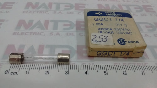 FUSIBLE FERRAZ GCC1-125 A, 1-1/4 AMP 250 V DE CRISTAL ( S/M )