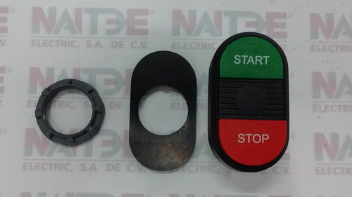BOTON DOBLE NO ILUMINADO ABB 1SFA611144R1106, ROJO / VERDE, START / STOP, 22 MM