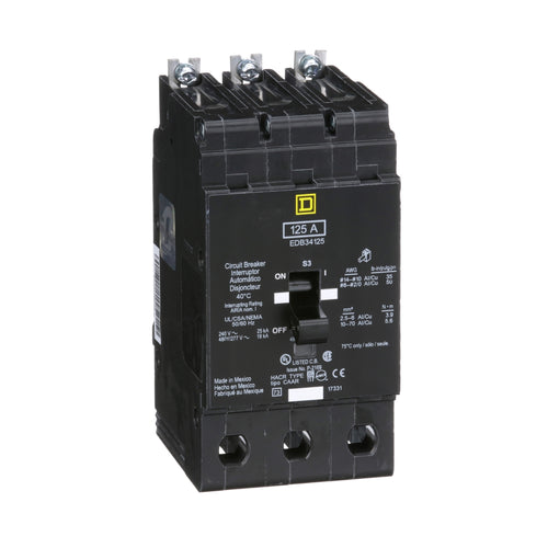 INTERRUPTOR TERMO. SQUARE D EDB34125, 3P, 125 AMP
