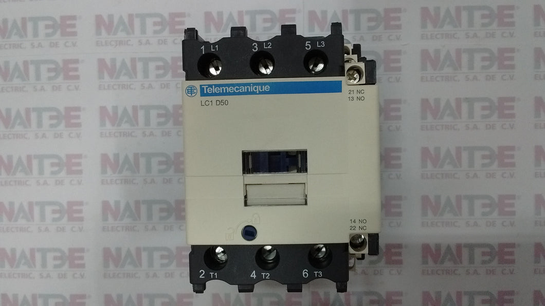 CONTACTOR MAGNETICO TRIPOLAR TELEMECANIQUE LC1D50M7 220V 1NA-1NC