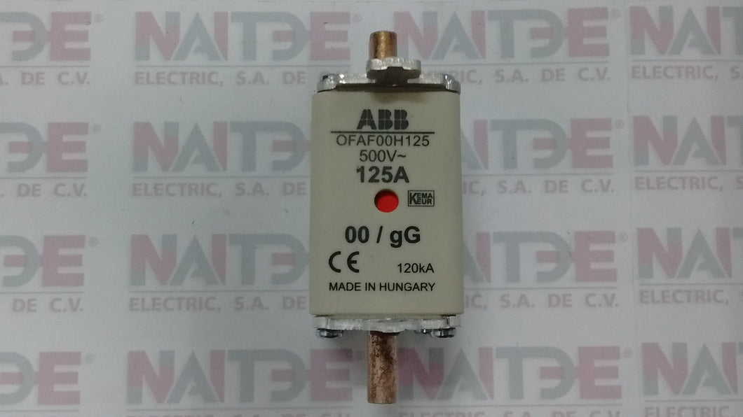 FUSIBLE ABB OFAF00H125 125 AMP TAMAÑO DIN 00  gG/500V 120kA