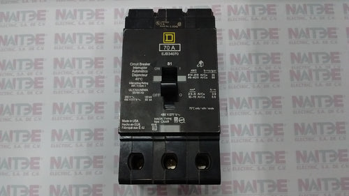 INTERRUPTOR TERMO. SQUARE D EJB34070, 3P, 70 AMP, 480Y/277 V, 65 kA