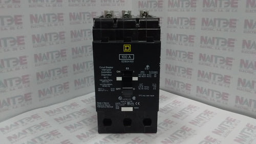 INTERRUPTOR TERMO. SQUARE D EDB34100, 3P, 100 AMP, 480Y/277 V, 18 kA