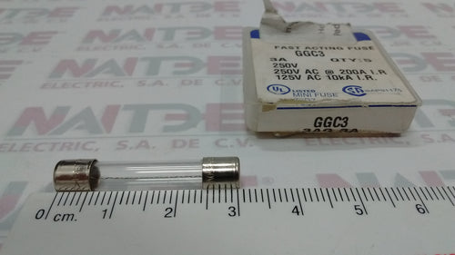 FUSIBLE DE CRISTAL GOULD GGC3- DE 3 AMP 250 V