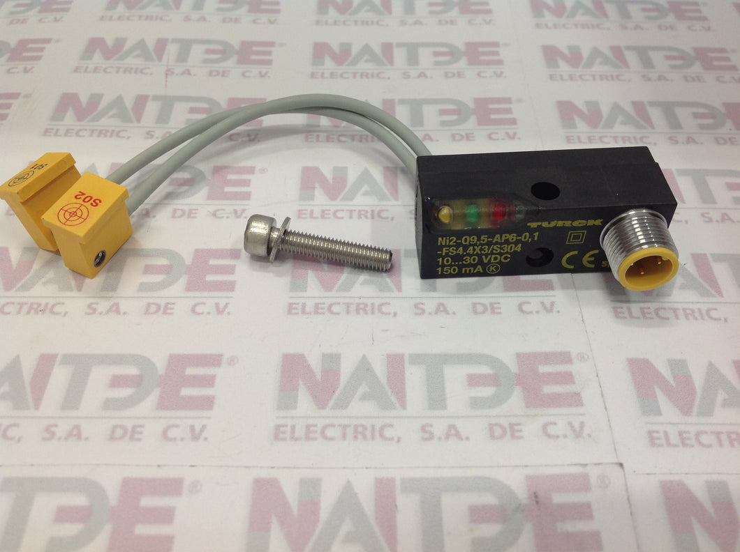 SENSOR INDUCTIVO TURCK  Ni2-Q9,5-AP6-0,1-FS4.4X3/S304 10-30 VDC PNP DS 2MM 4 HILOS C/CONECTOR M12