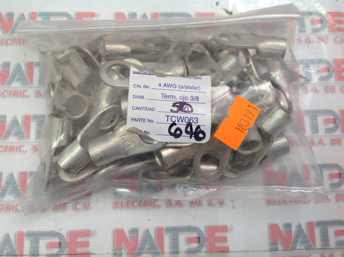 TERMINAL DE OJILLO SIN AISLAMIENTO ITSA TCW063  CAL 4 DIAM 3/8 TOS438